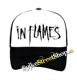 IN FLAMES - Logo - čiernobiela sieťkovaná šiltovka model "Trucker"