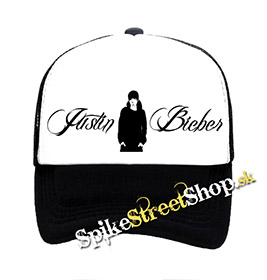 JUSTIN BIEBER - Logo - čiernobiela sieťkovaná šiltovka model "Trucker"