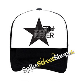 JUSTIN BIEBER - Star - čiernobiela sieťkovaná šiltovka model "Trucker"
