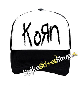 KORN - Logo - čiernobiela sieťkovaná šiltovka model "Trucker"