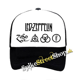 LED ZEPPELIN - Logo - čiernobiela sieťkovaná šiltovka model "Trucker"