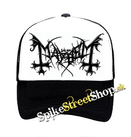 MAYHEM - Logo - čiernobiela sieťkovaná šiltovka model "Trucker"