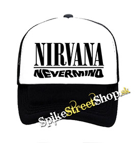 NIRVANA - Nevermind - čiernobiela sieťkovaná šiltovka model "Trucker"