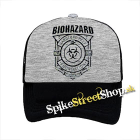 BIOHAZARD - Hardcore Help Found - šedočierna sieťkovaná šiltovka model "Trucker"