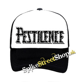 PESTILENCE - Logo - čiernobiela sieťkovaná šiltovka model "Trucker"