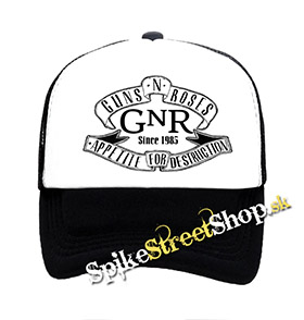 GUNS N ROSES - Appetite Slogan - čiernobiela sieťkovaná šiltovka model "Trucker"