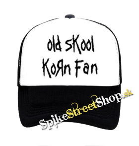 OLD SKOOL KORN FAN - čiernobiela sieťkovaná šiltovka model "Trucker"