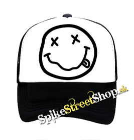 RIHANNA - Smile - čiernobiela sieťkovaná šiltovka model "Trucker"