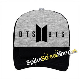 BTS - Bangtan Boys - šedočierna sieťkovaná šiltovka model "Trucker"