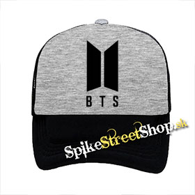BTS - Bangtan Boys - Logo 2 - šedočierna sieťkovaná šiltovka model "Trucker"