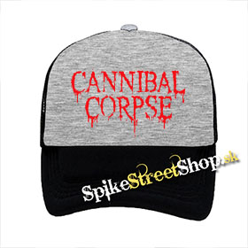 CANNIBAL CORPSE - Logo - šedočierna sieťkovaná šiltovka model "Trucker"