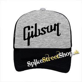 GIBSON - Logo - šedočierna sieťkovaná šiltovka model "Trucker"