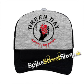 GREEN DAY - Bloody American - šedočierna sieťkovaná šiltovka model "Trucker"