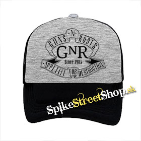 GUNS N ROSES - Appetite Slogan - šedočierna sieťkovaná šiltovka model "Trucker"