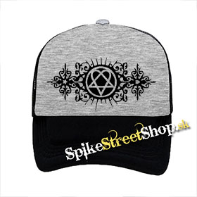 HIM - HEARTAGRAM - šedočierna sieťkovaná šiltovka model "Trucker"