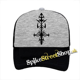 HYPOCRISY - Logo - šedočierna sieťkovaná šiltovka model "Trucker"