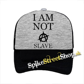 I AM NOT A SLAVE - Black - šedočierna sieťkovaná šiltovka model "Trucker"