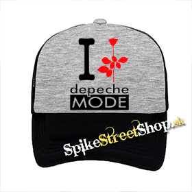 I LOVE DEPECHE MODE - šedočierna sieťkovaná šiltovka model "Trucker"