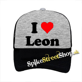 I LOVE LEON - šedočierna sieťkovaná šiltovka model "Trucker"