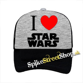I LOVE STAR WARS - šedočierna sieťkovaná šiltovka model "Trucker"