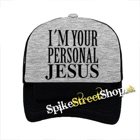 I'M YOUR PERSONAL JESUS - šedočierna sieťkovaná šiltovka model "Trucker"