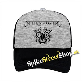 IN THIS MOMENT - Logo Butterfly - šedočierna sieťkovaná šiltovka model "Trucker"