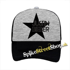 JUSTIN BIEBER - Star - šedočierna sieťkovaná šiltovka model "Trucker"