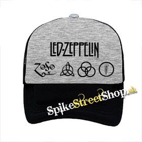LED ZEPPELIN - Logo - šedočierna sieťkovaná šiltovka model "Trucker"