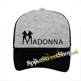 MADONNA - Black Logo - šedočierna sieťkovaná šiltovka model "Trucker"