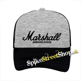 MARSHALL - Logo - šedočierna sieťkovaná šiltovka model "Trucker"