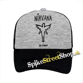 NIRVANA - In Utero - šedočierna sieťkovaná šiltovka model "Trucker"