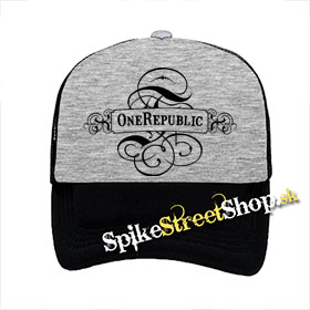 ONE REPUBLIC - Logo - šedočierna sieťkovaná šiltovka model "Trucker"
