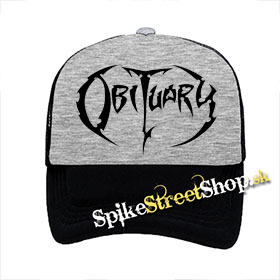ORBITUARY - Logo - šedočierna sieťkovaná šiltovka model "Trucker"