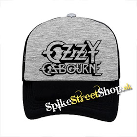 OZZY OSBOURNE - Logo - šedočierna sieťkovaná šiltovka model "Trucker"