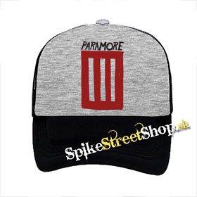PARAMORE - 3 Bar - šedočierna sieťkovaná šiltovka model "Trucker"