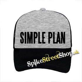 SIMPLE PLAN - Logo - šedočierna sieťkovaná šiltovka model "Trucker"
