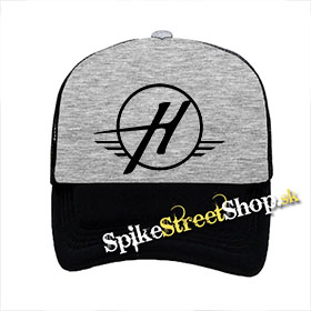WE ARE HARLOT - Sign - šedočierna sieťkovaná šiltovka model "Trucker"