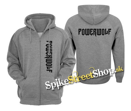 POWERWOLF - Logo - šedá pánska mikina na zips