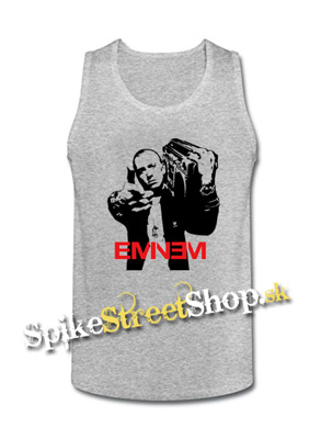 EMINEM - Logo & Portrait - Mens Vest Tank Top - šedé