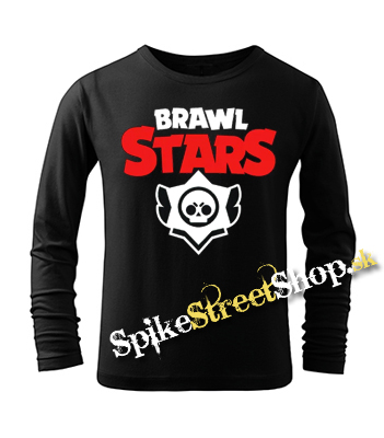 BRAWL STARS - Logo - čierne detské tričko s dlhými rukávmi