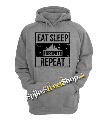 FORTNITE - Eat, Sleep, Repeat - sivá detská mikina