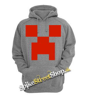 MINECRAFT - Red Creeper - sivá detská mikina