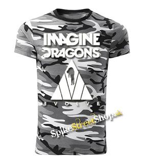 IMAGINE DRAGONS - Evolve Triangle White - maskáčové pánske tričko METRO CAMO
