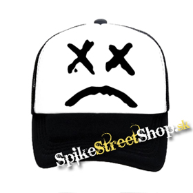 LIL PEEP - Sad Face - čiernobiela sieťkovaná šiltovka model "Trucker"
