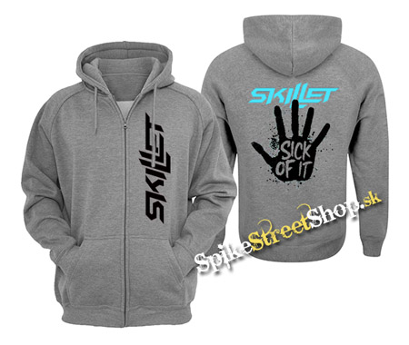 SKILLET - Sick Of It - šedá pánska mikina na zips