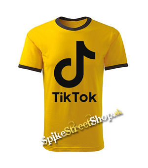 TIK TOK - Logo - žlté pánske tričko CONTRAST DUO-COLOUR