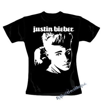 JUSTIN BIEBER - Logo & Portrait - čierne dámske tričko