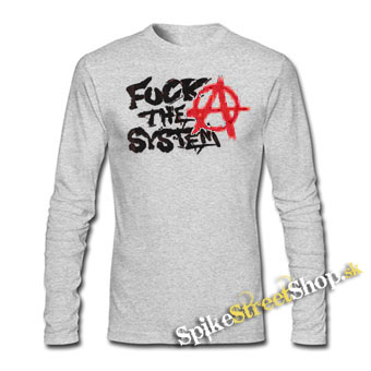 ANARCHY - Fuck The System - šedé detské tričko s dlhými rukávmi