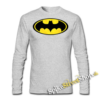 BATMAN - Yellow Logo - šedé detské tričko s dlhými rukávmi