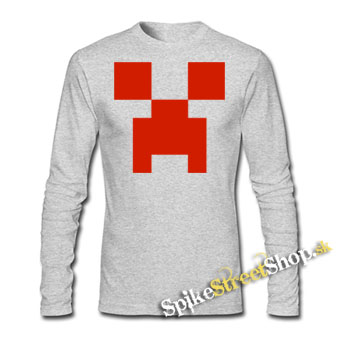 MINECRAFT - Red Creeper - šedé detské tričko s dlhými rukávmi